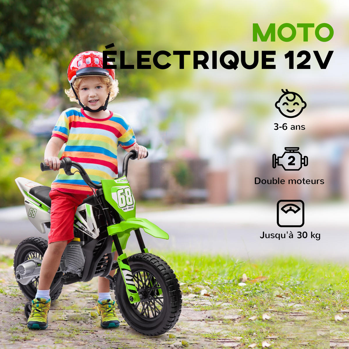 ELEKTRO-MOTORRAD DE-13098 2 Motoren Grün - Grün, Kunststoff (107/56/70cm) - ComfortXL