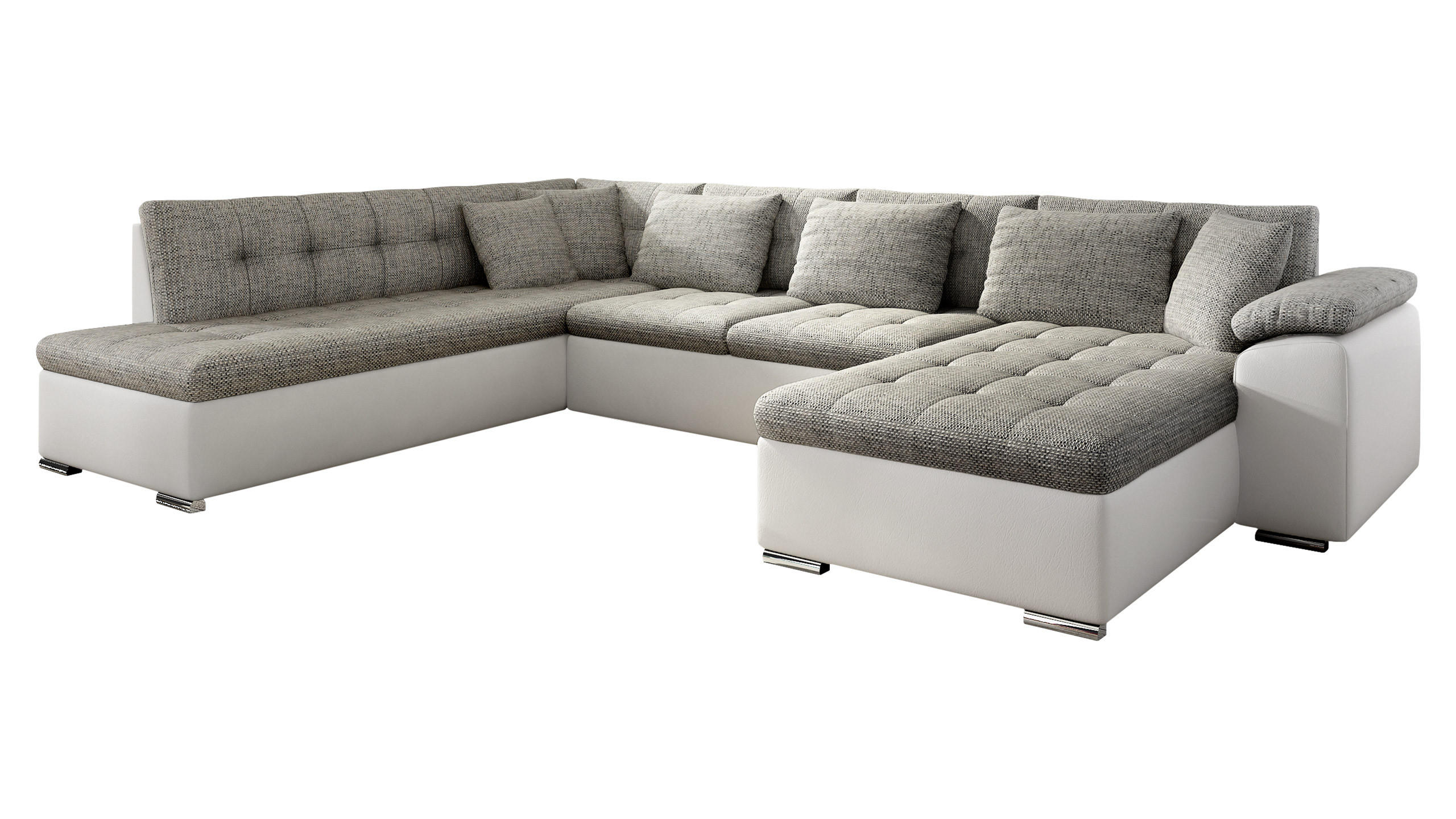 WOHNLANDSCHAFT Niko Bis, Seite: Rechts - Weiß, Holz/Textil (348/76/205cm) - MIRJAN24