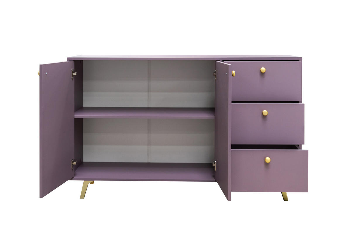 KOMMODE Siena mit 3 Schubladen und 2 Türen, Sideboard in Farbe: Weiss, Schrank in Größe: 140 x 86 x 41 cm - Weiß, Holzwerkstoff (140/86/41cm) - Agmat-Furniture