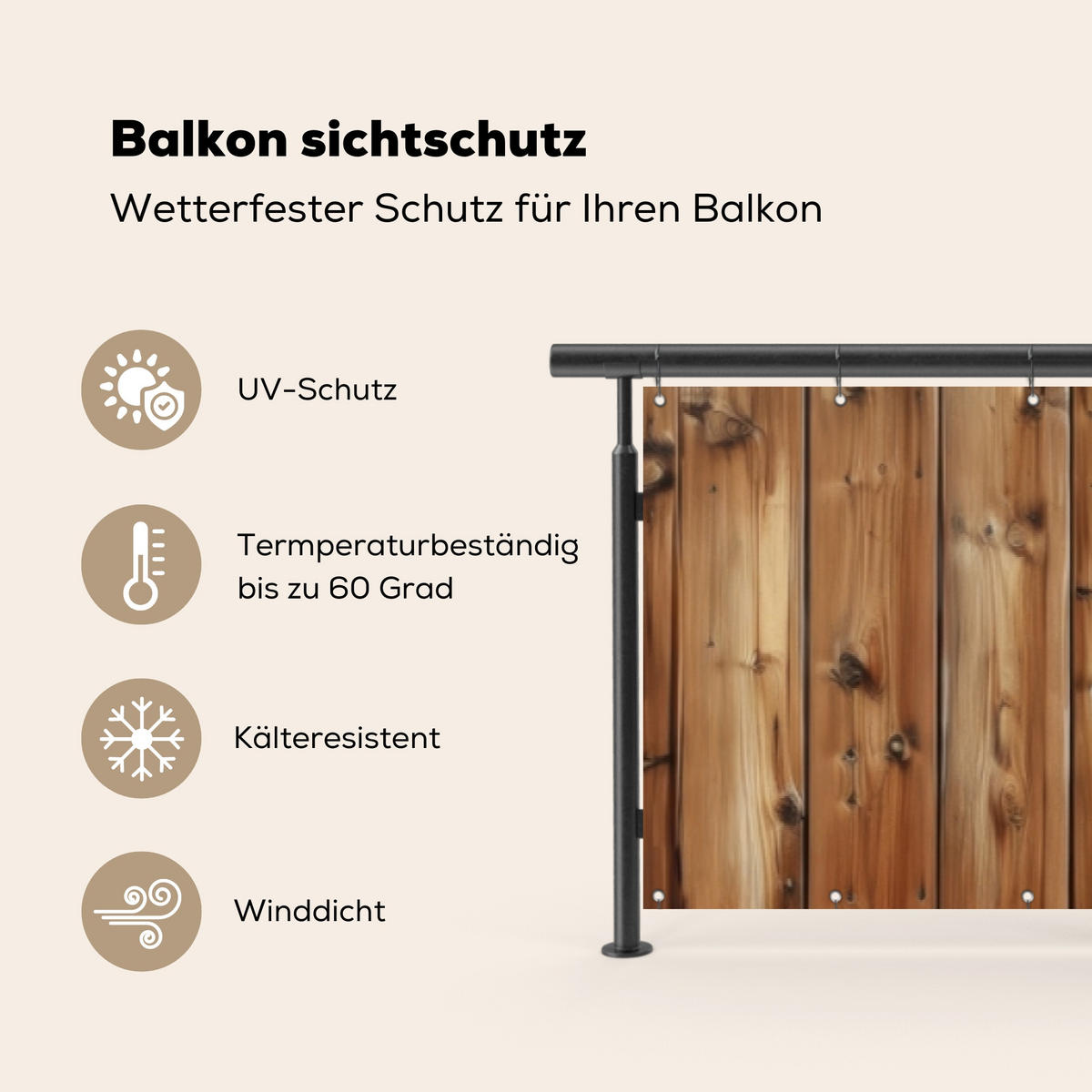 BALKON-SICHTSCHUTZ Holz - Regale - Braun - Buchefarben, Kunststoff (500/85cm) - MuchoWow