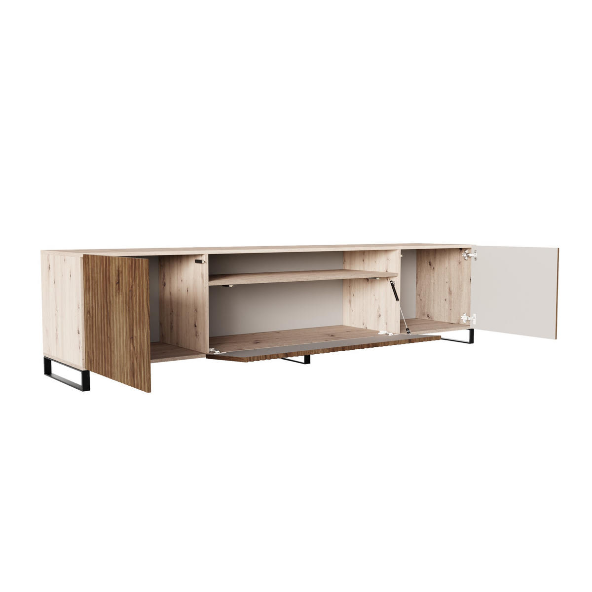 LOWBOARD VAREN 200/41/40 cm, Stand-TV-Schrank Eiche Artisan / Eichefarben - Eichefarben/Braun, Holzwerkstoff (200/41/40cm) - MASSENO