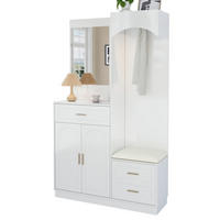 GARDEROBE-SET in Weiß Garderobenschrank mit Spiegel und Schuhbank für Eingangsbereich und Flur, B110/T33/H185.5 cm - Weiß, Glas/Holzwerkstoff (111/185.5/33cm) - STILVORA