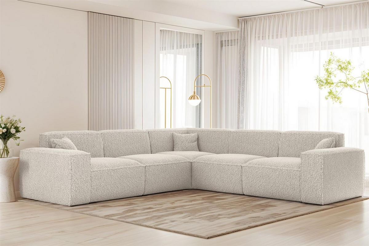 ECKSOFA Celes Premium In Sven - Weiß, Holzwerkstoff/Textil (246/246cm) - Fun Möbel