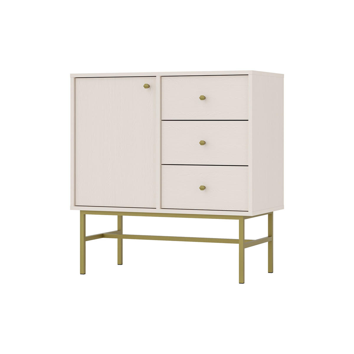 KOMMODE TORINO 84/86/41 cm mit 3 Schubladen 1 Türen Beige - Beige, Holzwerkstoff (84/86/41cm) - MASSENO
