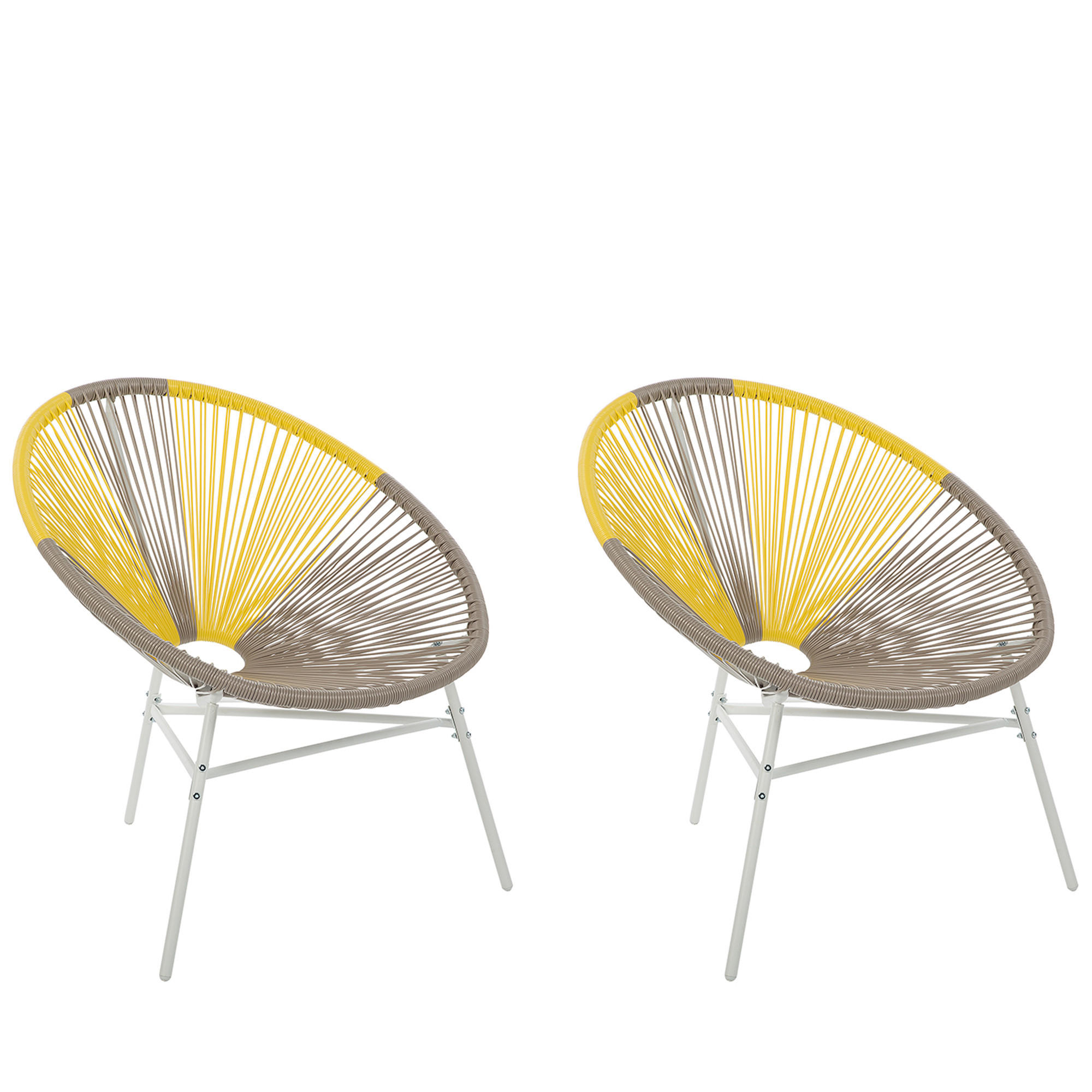 RATTANSTUHL 2er-SET Kunststoff beige/gelb 76 cm Acapulco - Beige/Gelb, Kunststoff (76/85/76cm) - Beliani