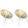 RATTANSTUHL 2er-SET Kunststoff beige/gelb 76 cm Acapulco - Beige/Gelb, Kunststoff (76/85/76cm) - Beliani