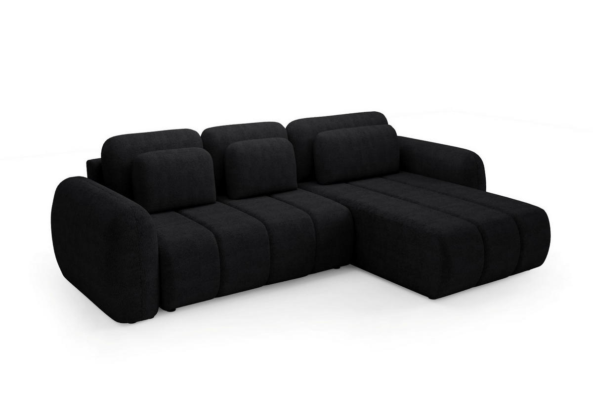 ECKSOFA mit Schlaffunktion Premium Schwarz - Schwarz, Holz/Holzwerkstoff (304/190cm) - Furnisell