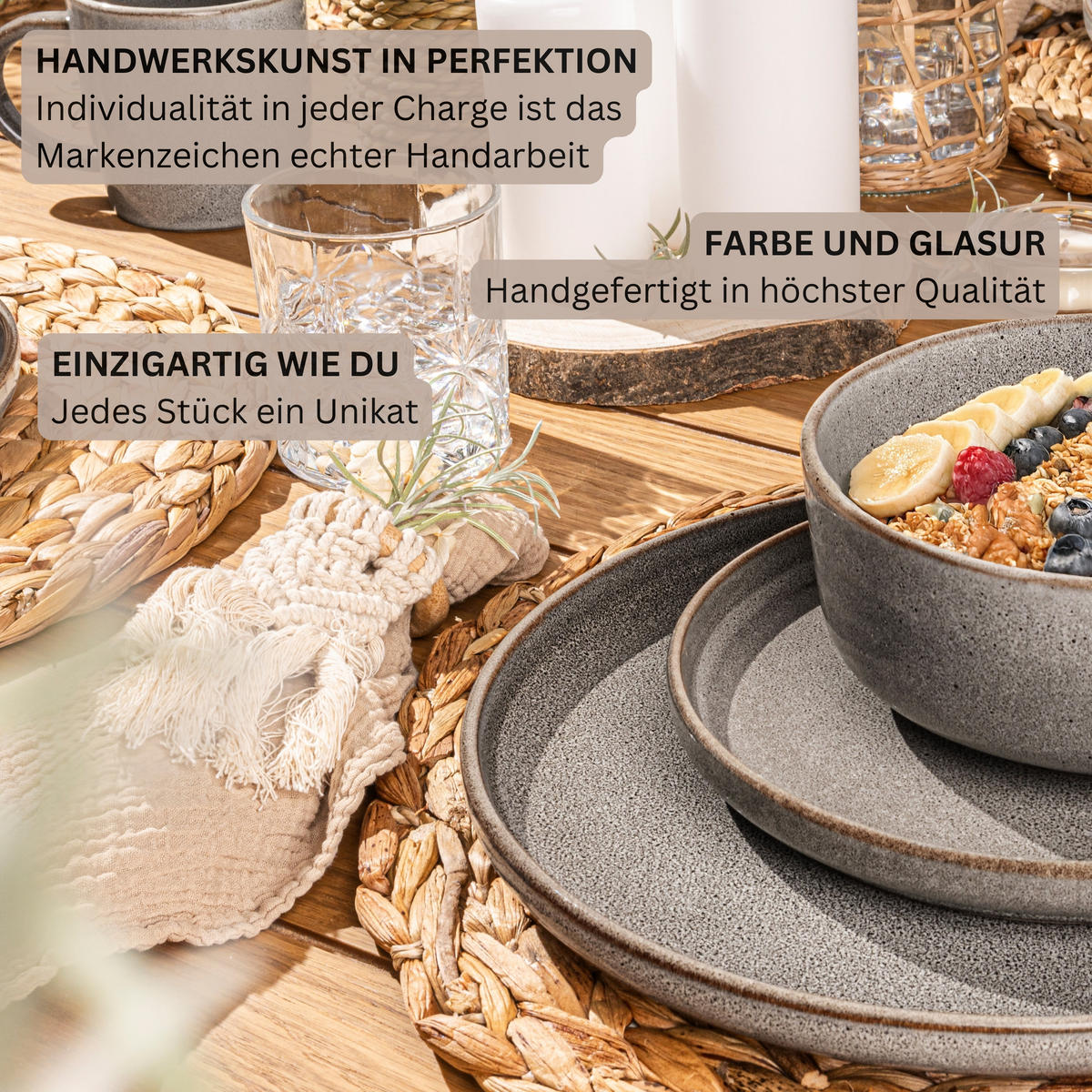 DESSERTTELLER SET KAIRO GRAPHIT - 6 teilig aus Steingut - Braun, Keramik (27.5cm) - Sänger