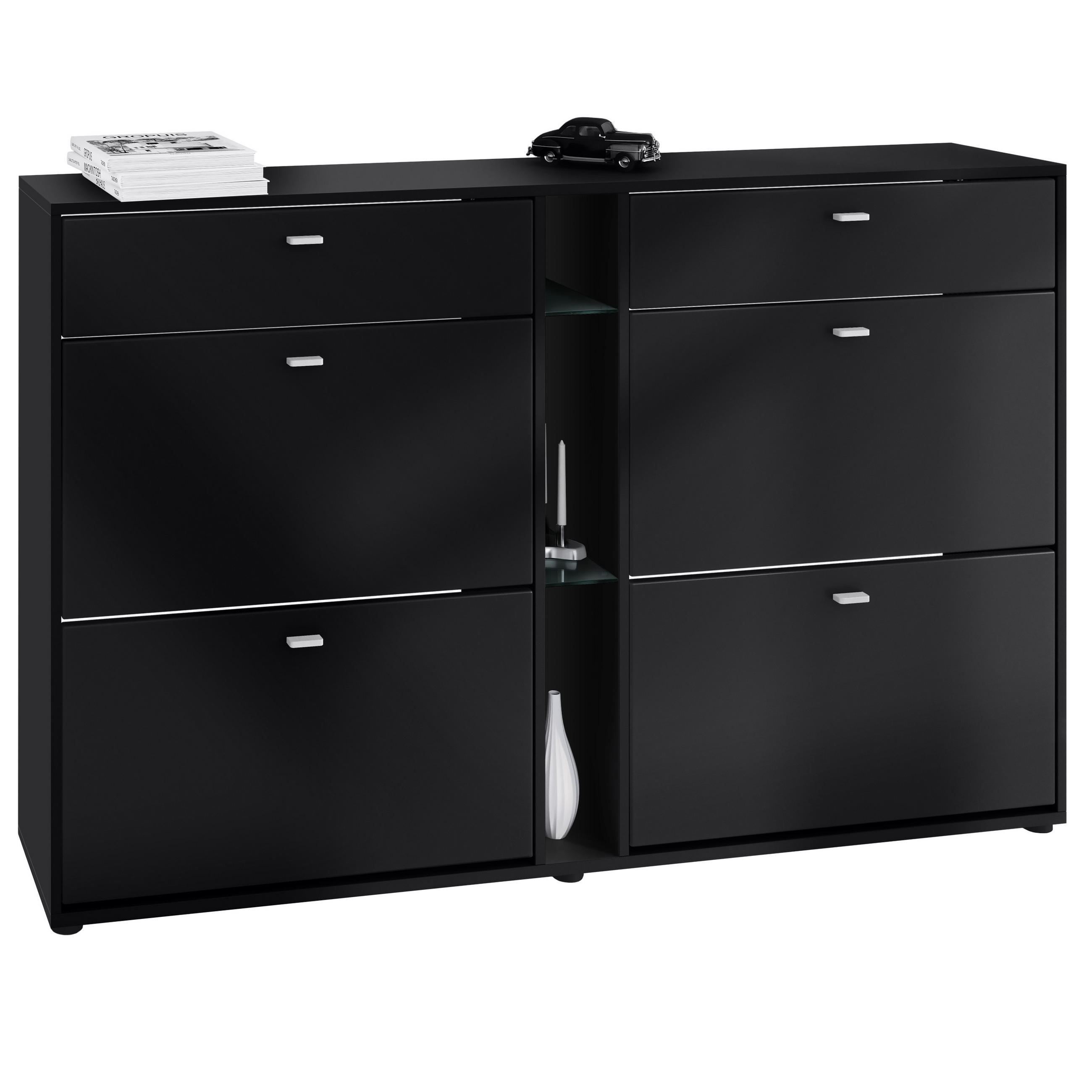 SCHUHSCHRANK Today Fronten in Schwarz matt - Schwarz, Holzwerkstoff (155.5/95/28cm) - Vladon