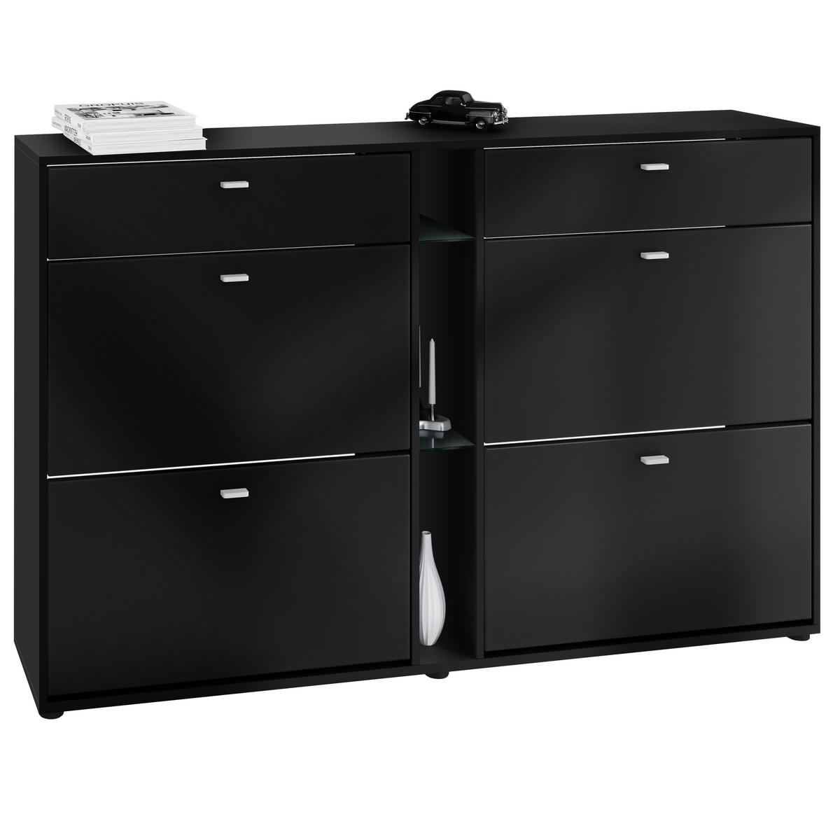 SCHUHSCHRANK Today Fronten in Schwarz matt - Schwarz, Holzwerkstoff (155.5/95/28cm) - Vladon