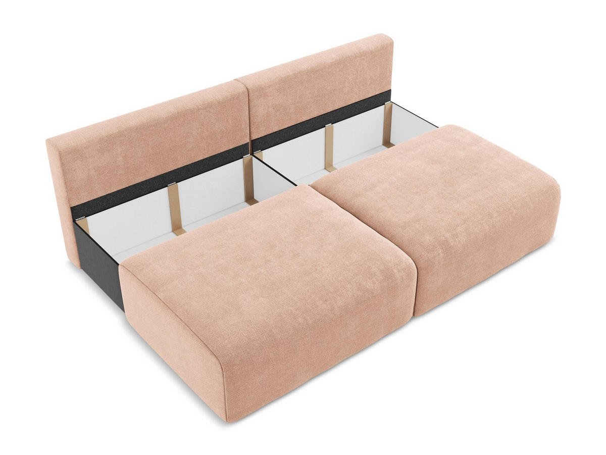 3-SITZER SOFA mit Schlaffunktion Chenille Stoff Pink - Pink/Koralle, Kunststoff/Textil (216/79/102cm) - Makamii