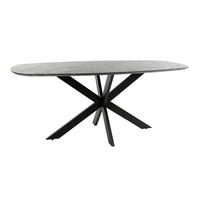 ESSTISCH ONYX CROCE Dänisch-Ovaler Tisch in dunkler Graphit-Steinoptik 180 cm - Schwarz, Holz (180/90/77cm) - alesvelt