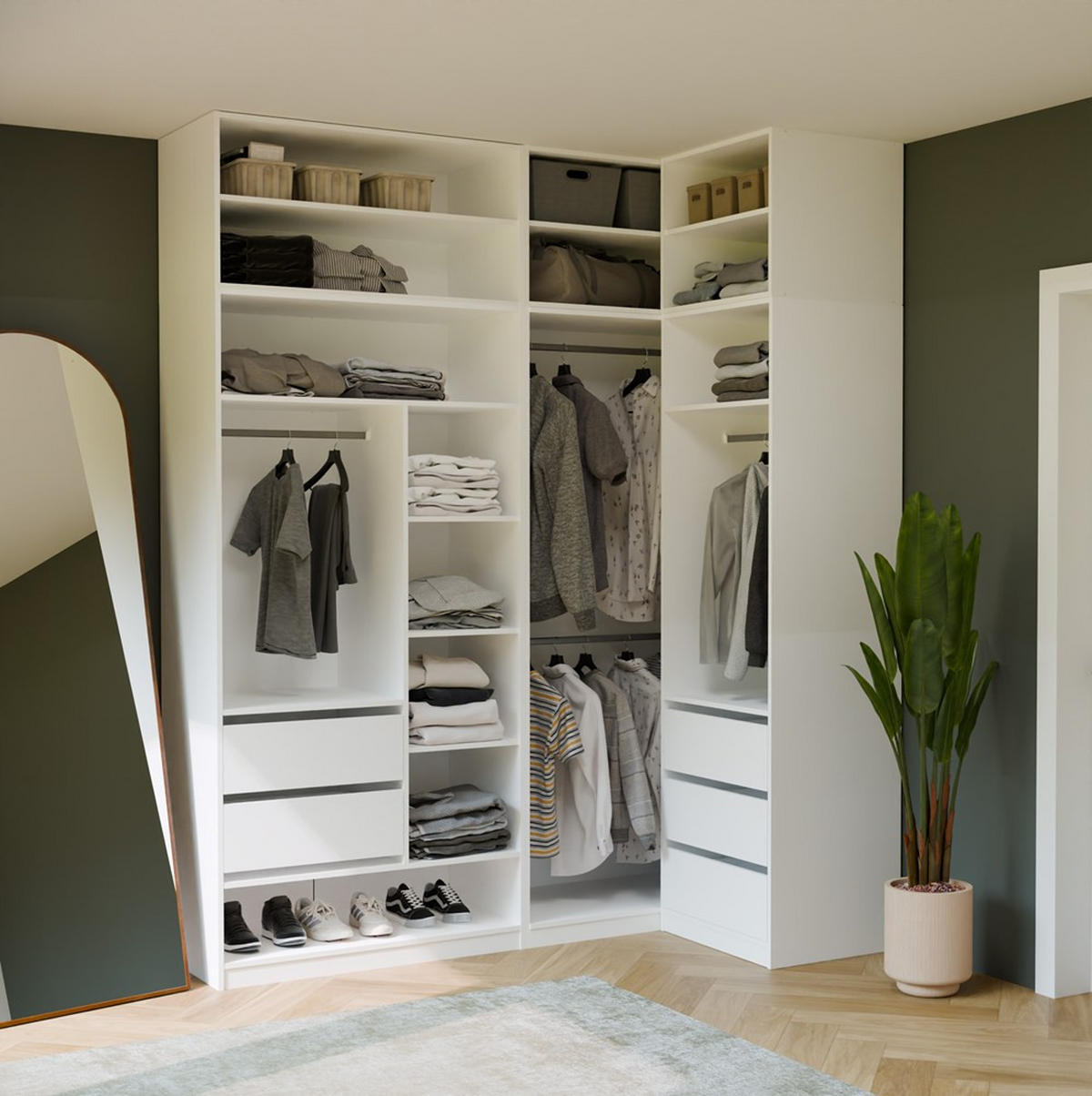 GARDEROBSSKÅP Vit 260/250/50 - Vit, Träbaserade material (260/250/50cm) - RAUMHIRSCH FURNITURE