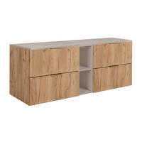 BADEZIMMERSCHRANK, Craft-Eiche / Kaschmir, Goldene Griffe, 180 ( 2 x 80 + 20) x 46 x 57 cm - Kaschmir/Eichefarben, Holzwerkstoff/Kunststoff (180/57/46cm) - 3XE LIVING