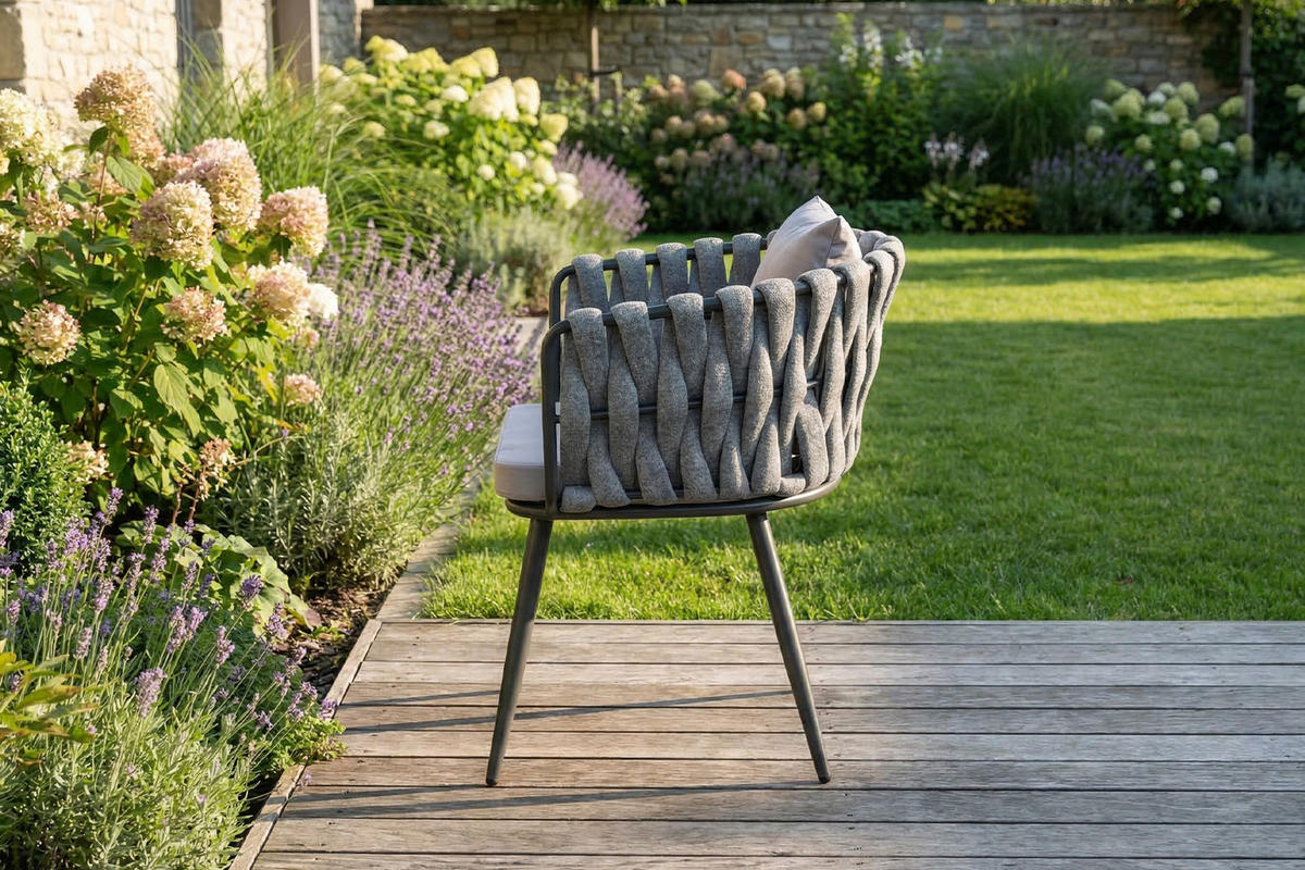 GARTENSTUHL LUSHA Hellgrau Kunststoff, Metall - Hellgrau, Metall (62/78/63cm) - KAWOLA