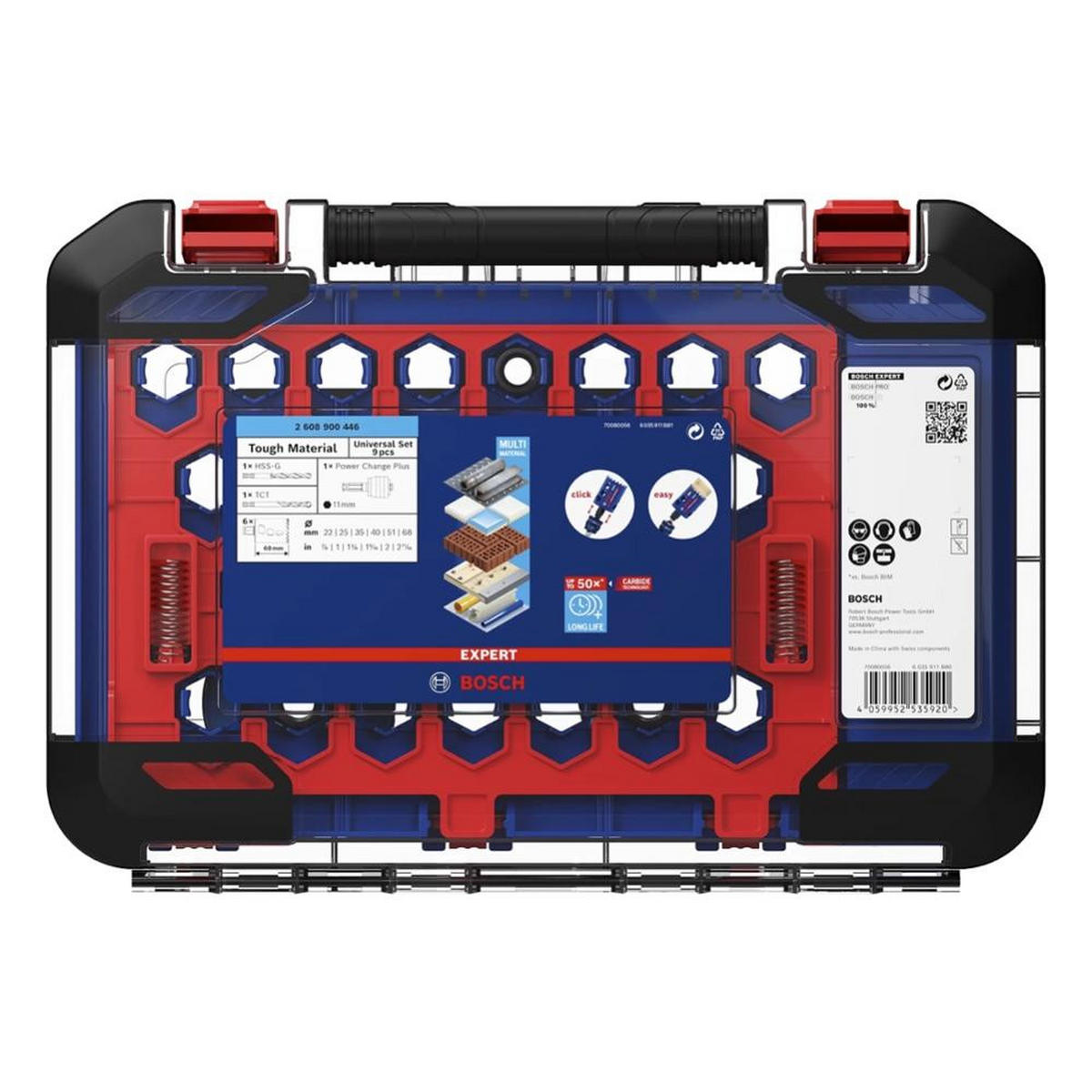 BOSCH EXPERT Tough Material Lochsägen Set 22 - 68 mm 9 tlg. ( 2608900445 ) Carbide Universal - Nachfolger von 2608594183 - Multicolor, Kunststoff (36.4/25.5/11.8cm) - Bosch Professional