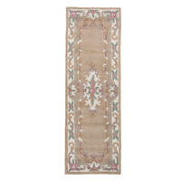 WOLLTEPPICH Aubusson-Muster handgeknüpft BEAULY, Braun-Beige 67x210 cm - Braun, Textil (67/210cm) - KADIMA DESIGN