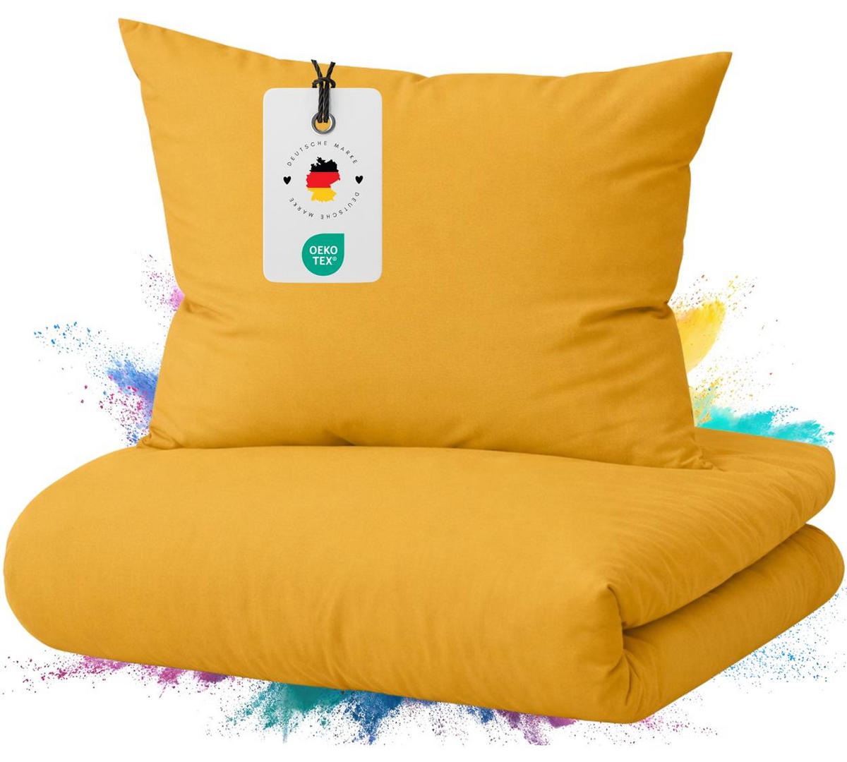 BETTWÄSCHE Mako Satin 135x200 cm aus 100% Baumwolle mit Reißverschluss, Uni Bettbezug 135 x 200 - Senf Gold - Goldfarben, Textil (135/200cm) - Carpe Sonno