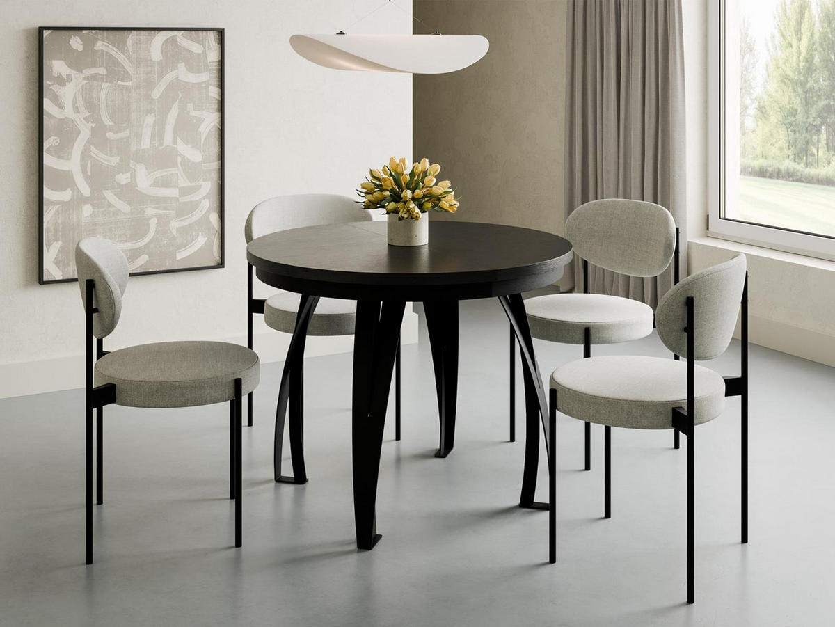 ESSTISCH ausziehbar Ø 100 LUGOS Schwarz Holz - Schwarz, Holzwerkstoff (100/100/77cm) - Compleo24