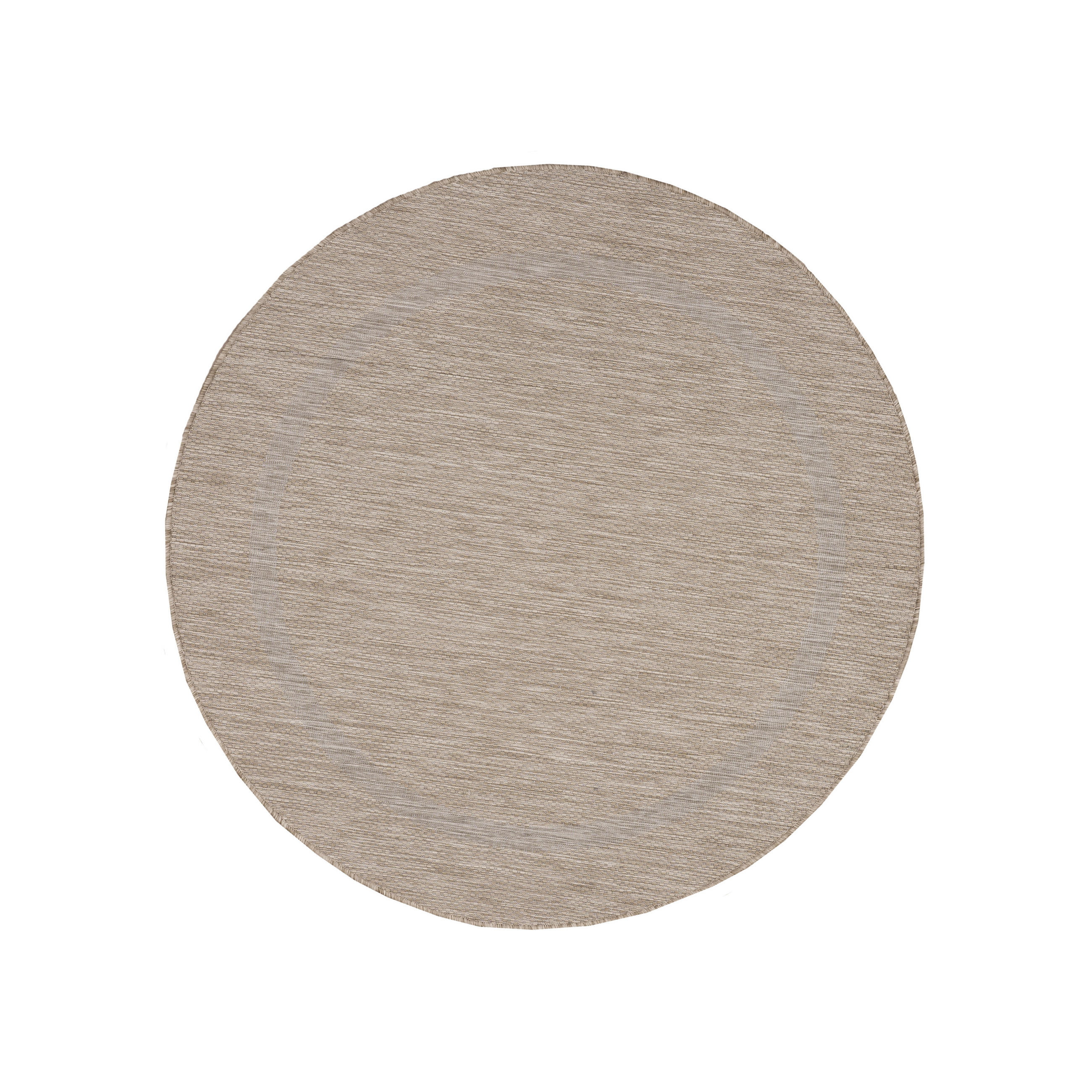 TEPPICH Outdoor Flachgewebe Uni-Design Polypropylen Balkon Beige Rund 200x200 - Beige, Textil (200/200cm) - KADIMA DESIGN