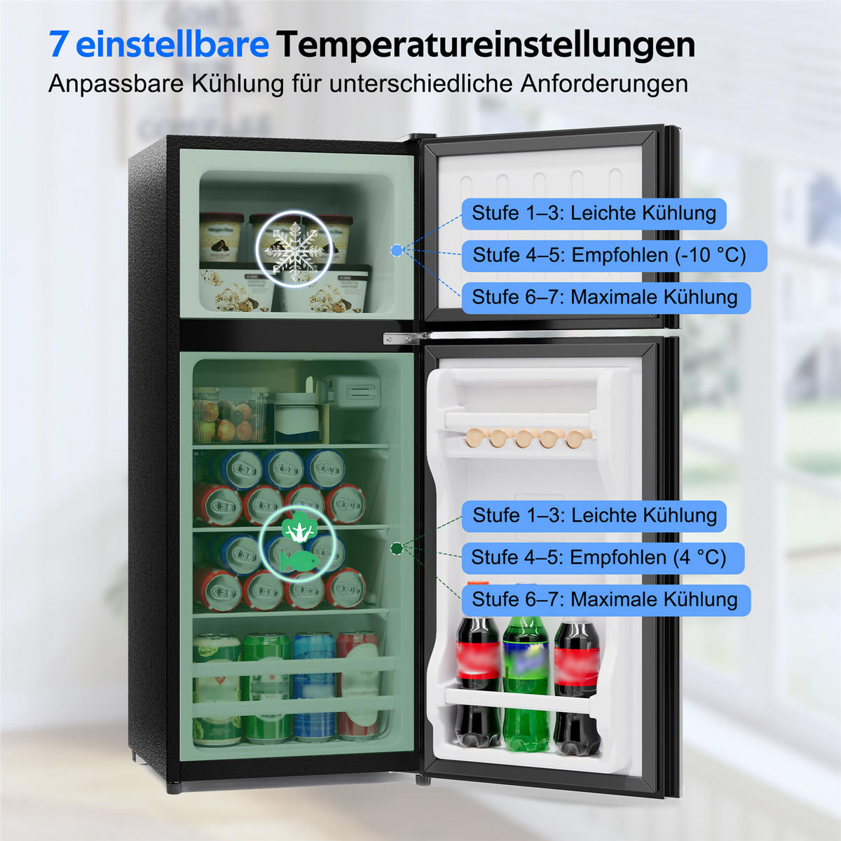 MINIKÜHLSCHRANK 92L Gefrierfach LED Temperaturregelung - Schwarz, Metall (42.5/102/44.5cm) - Kaket
