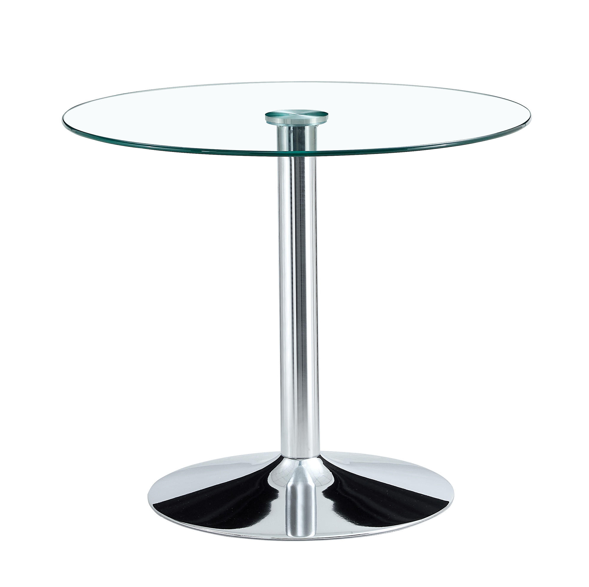 BARTISCH 85/85/76 cm aus Glas und Metall, rundes Design mit stabilem Metallgestell, Silber/Transparent - Silberfarben, Glas (85/85/76cm) - Redom