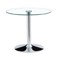 BARTISCH 85/85/76 cm aus Glas und Metall, rundes Design mit stabilem Metallgestell, Silber/Transparent - Silberfarben, Glas (85/85/76cm) - Redom