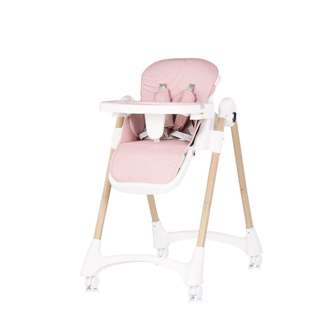 HOCHSTUHL Candy Shop weiß rosa 4 Räder, verstellbare Fußstütze, faltbar, Sicherheitsgurt, Tablett - Rosa, Metall (49/96/83cm) - Chipolino