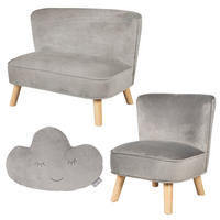 KINDERSOFA 3er-Set silbergrau - Grau, Holzwerkstoff/Textil (70/50/48cm) - Roba