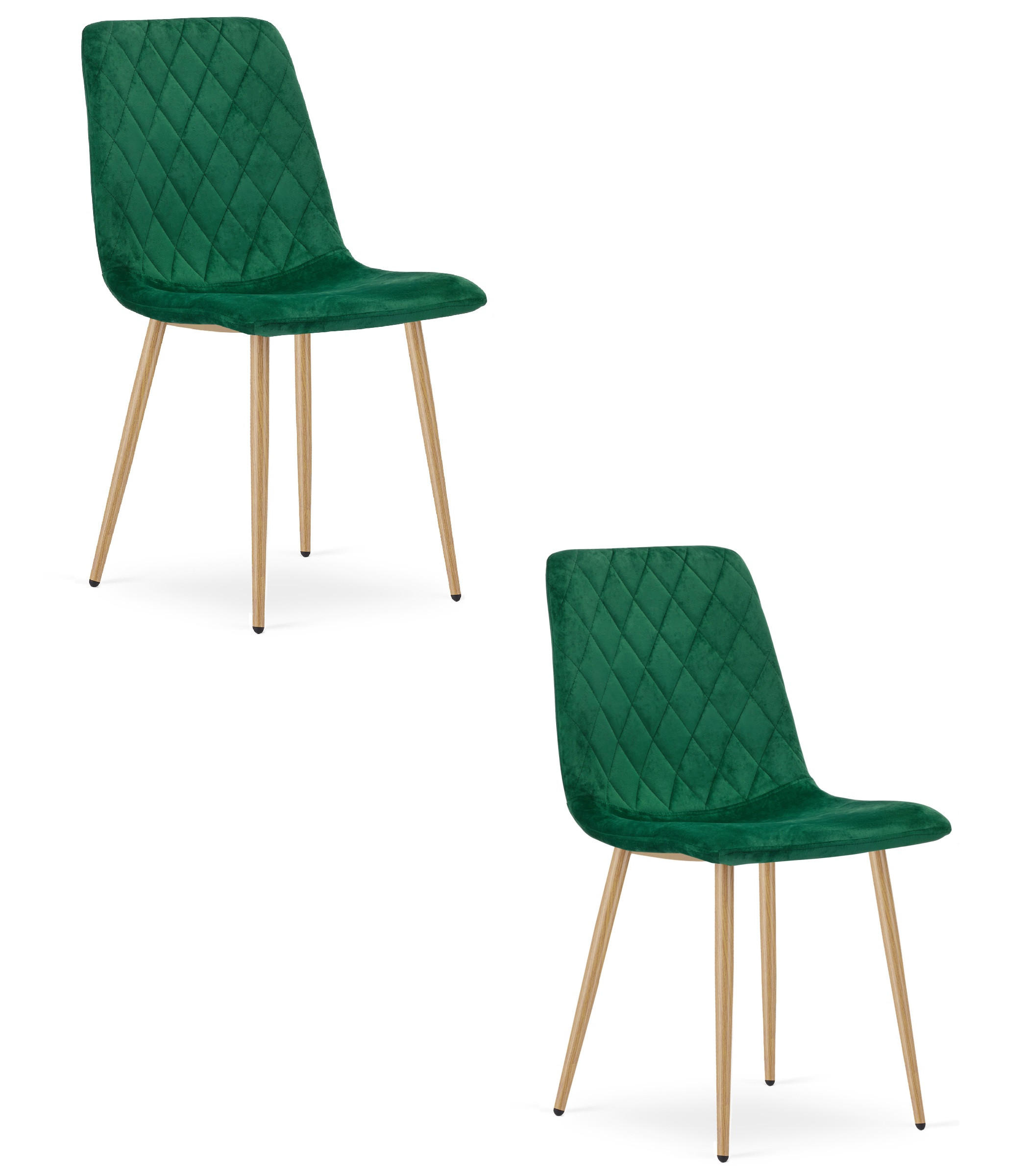 ESSZIMMERSTUHL 2-er Set TURIN dunkelgrüner Sitz, Beine in Holzfarbe - Dunkelgrün/Eichefarben, Textil (44.5/88.5/53cm) - Valora