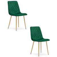 ESSZIMMERSTUHL 2-er Set TURIN dunkelgrüner Sitz, Beine in Holzfarbe - Dunkelgrün/Eichefarben, Textil (44.5/88.5/53cm) - Valora
