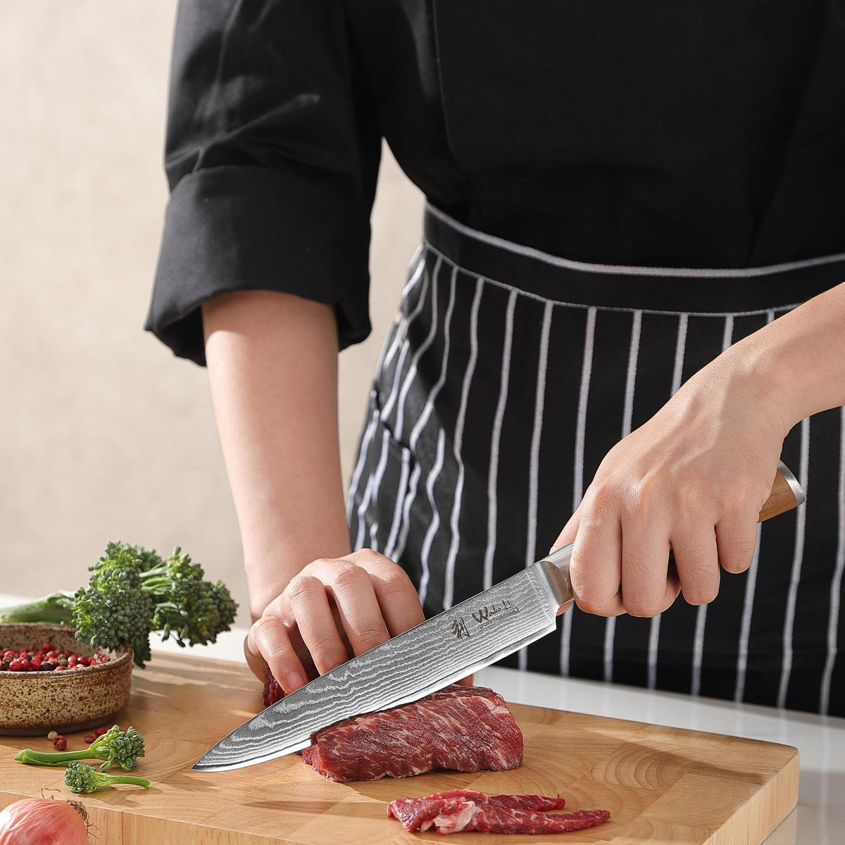 TRANCHIERMESSER 17 cm - Braun, Holz/Metall (30cm) - Wakoli