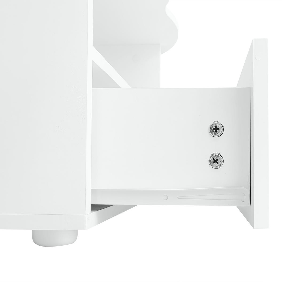 COUCHTISCH 100/60/40,5 cm weiß in Wolkenform mit Schublade und Ablagefach - Weiß, Holzwerkstoff (100/60/40.5cm) - OKWISH