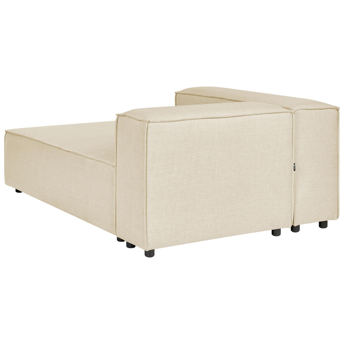 ČALOUNĚNÉ LEHÁTKO CHAISE LONGUE Len béžové pravostranné Aprica - černá/béžová, textil (119/68/180cm) - Beliani