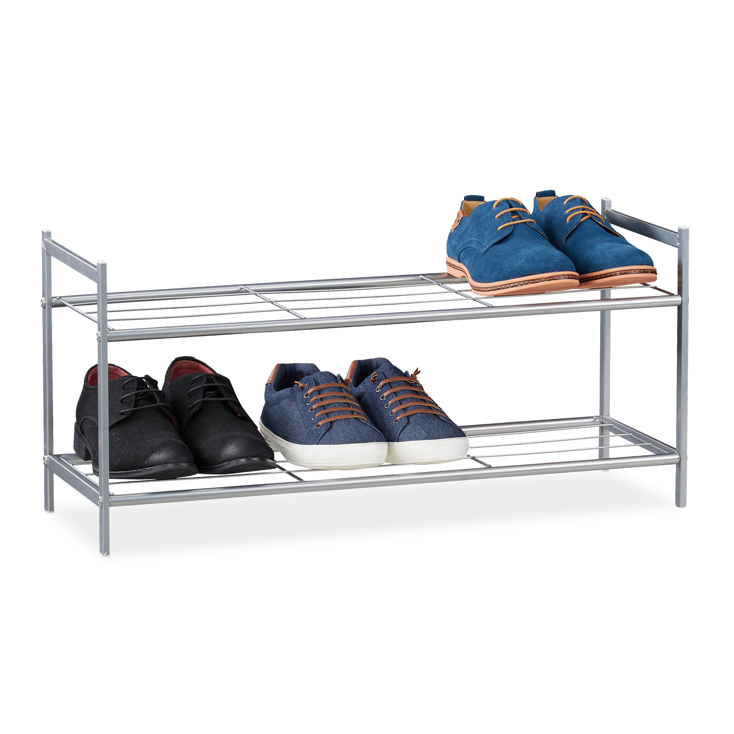 SCHUHREGAL - Silberfarben, Metall (69.5/33.5/26cm) - Relaxdays