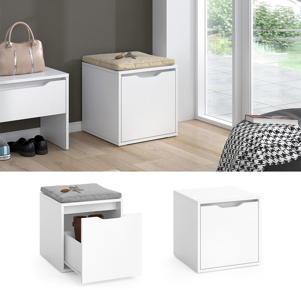 Thumbnail - Vicco Schuhbank, Weiß, Holzwerkstoff, Quadratisch, 40x40.6x40 cm, Garderobe, Garderobenbänke, Schuhbänke