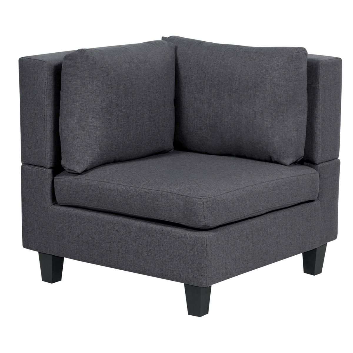 ECKFSOFA Modul 5-Sitzer rechtsseitig Dunkelgrau Stoff Unstad - Dunkelgrau/Grau, Textil (228/228cm) - Beliani