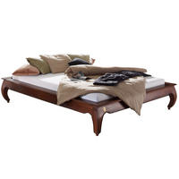 HOLZBETT Akazie 200x200x42 nougat lackiert OPIUM #265 - Dunkelbraun, Holz (200/200cm) - Massivmoebel24