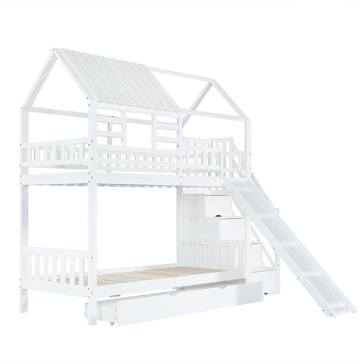 ETAGENBETT Hausdesign Weiß - Weiß, Holz (90/200cm) - ComfortXL