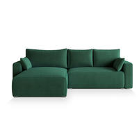 ECKSOFA FORIL P Grün Kordstoff mit Schlaffunktion - Grün, Holz (265/178cm) - MASSENO