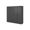 KLEIDERSCHRANK Lyke, Graphit - Graphitfarben, Holzwerkstoff (206/200/51cm) - Bettso
