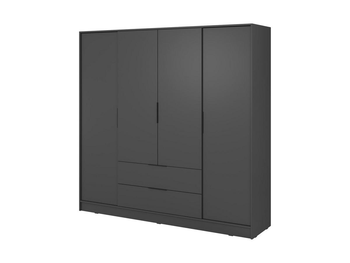 KLEIDERSCHRANK Lyke, Graphit - Graphitfarben, Holzwerkstoff (206/200/51cm) - Bettso