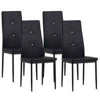 STUHL DIAMOND Lederimitat Metallbeine 4er Set Schwarz - Grau, Kunststoff/Metall (42/98/40cm) - Albatros