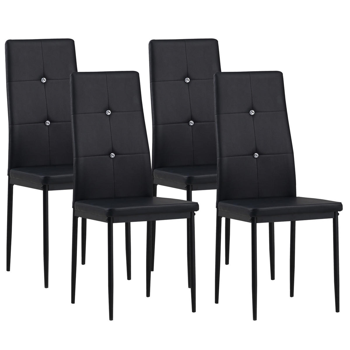 STUHL DIAMOND Lederimitat Metallbeine 4er Set Schwarz - Grau, Kunststoff/Metall (42/98/40cm) - Albatros