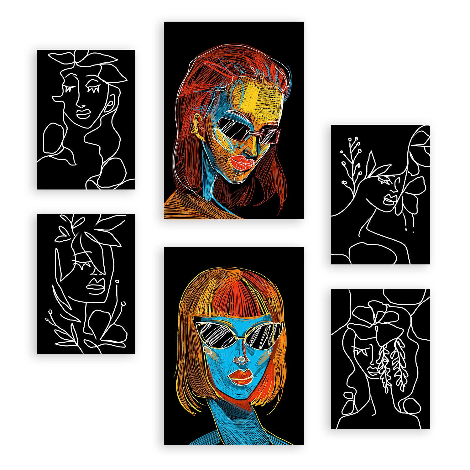 POSTER Set Mit 6 Schönheitstöne 1 In Weibliche Zusammenfassung Ästhetische Dekorative Gemälde Für Ihr Wohnzimmer Zuhause A3 & A4 Rahmenlos - Klar, Papier (29/3cm) - Nacnic