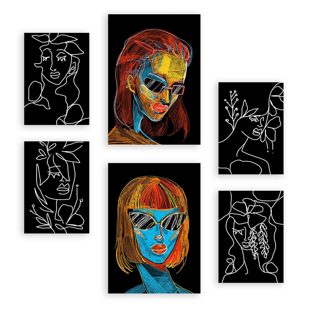 POSTER Set Mit 6 Schönheitstöne 1 In Weibliche Zusammenfassung Ästhetische Dekorative Gemälde Für Ihr Wohnzimmer Zuhause A3 & A4 Rahmenlos - Klar, Papier (29/3cm) - Nacnic