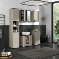 BADMÖBEL-SET Joli Greige 5 Teile - Greige/Schwarz, Holzwerkstoff (60/59/37cm) - Vicco