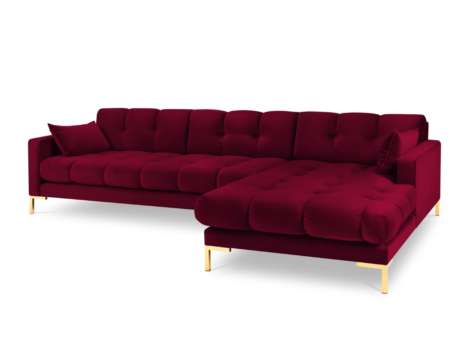 ECKSOFA rechts Mamaia aus Samt rot 5 Sitzplätze - Rot, Textil (185/293cm) - Micadoni