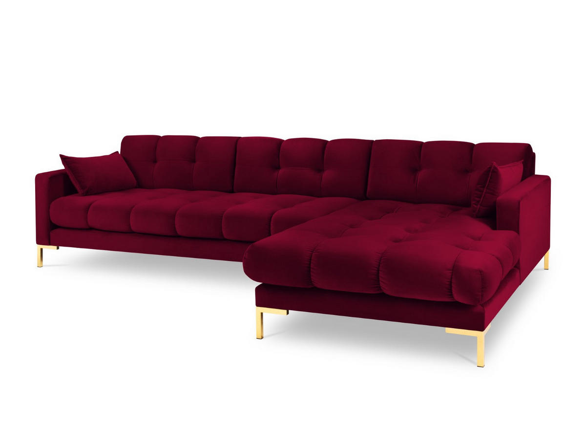 ECKSOFA rechts Mamaia aus Samt rot 5 Sitzplätze - Rot, Textil (185/293cm) - Micadoni