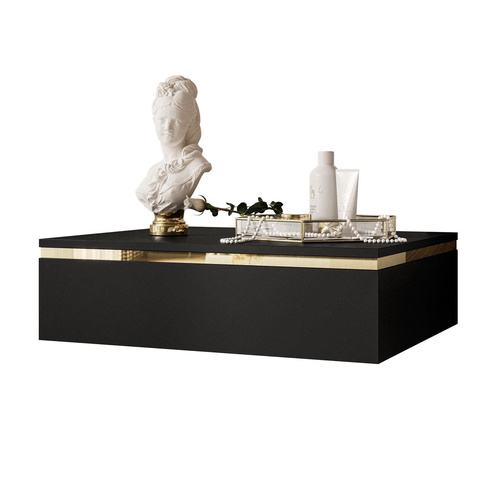 NACHTTISCH AURORA hängender schrank Schwarz Matt - Schwarz, Holzwerkstoff (48/15/38cm) - Lookway